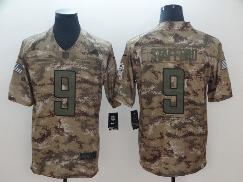 Men's Detroit Lions Matthew Stafford #9 Camouflage Jersey